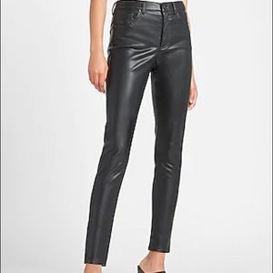 EXPRESS VEGAN LEATHER BLACK SKINNY ANKLE PANTS